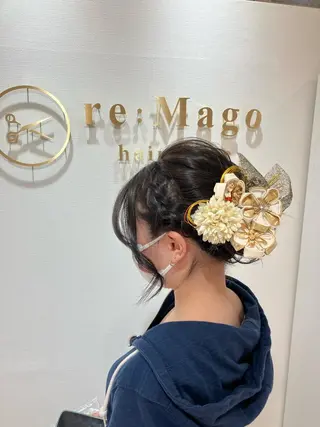 セミロング ヘアアレンジ キッズ 横浜関内髪質改善 re:Magoのヘアスタイル