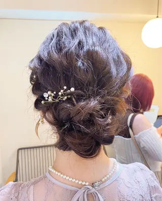 セミロング カラー パーマ ヘアアレンジ メンズ キッズ 艶ピンク*ヘアセット 🌙shioriのヘアスタイル