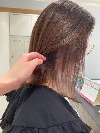 ミディアム カラー 野村 さなみ✨ぱっつんボブのヘアスタイル