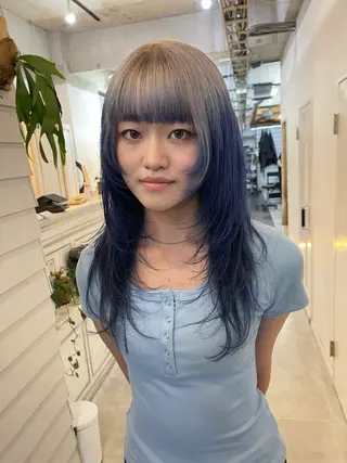 ロング カラー TATSUブリーチ/ ミルクティーベージュのヘアスタイル