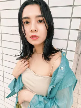 ミディアム カラー クロスパーマ× 透明感カラー✂︎のヘアスタイル