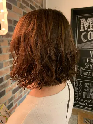 ミディアム パーマ ショート🌼パーマ 本間正子のヘアスタイル
