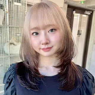 セミロング カラー パーマ ヘアアレンジ メンズ キッズ ハイトーン/ピンク 💗モモ໒꒱のヘアスタイル