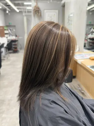 ミディアム カラー 透明感🫧/ブリーチ /永田　汰伊智のヘアスタイル