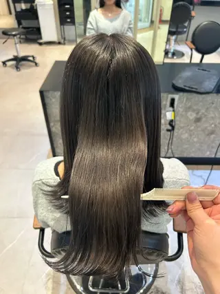 セミロング カラー ヘアアレンジ 縮毛矯正/カット/ 韓国ヘア/蛯原🍤のヘアスタイル