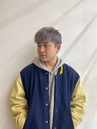 ショート カラー メンズ カットモデル/ ハイトーン/ゆうあのヘアスタイル