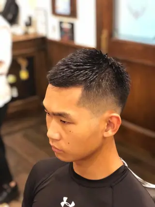ショート メンズカットフェード パーマ/前山竜貴のヘアスタイル