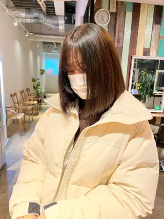 カラー えんぐちとも／透明感 カラー／博多ボブのヘアスタイル