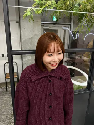 ミディアム カラー era所属・azumi/ボブ/暖 色/オリーブ/縮毛のヘアスタイル