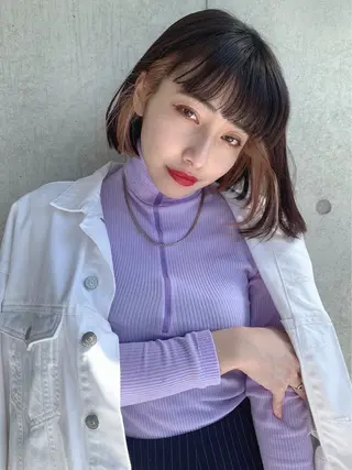 ミディアム カラー ヘアアレンジ 🪞official THREE 横浜🎀のヘアスタイル