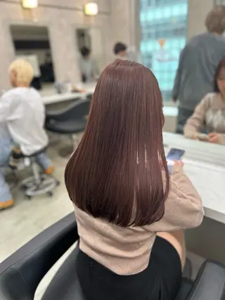 ロング カラー パーマ ヘアアレンジ メンズ キッズ ブリーチなしカラー/ ブラウン/レイヤーのヘアスタイル