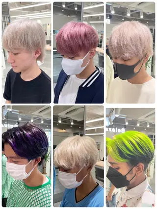 セミロング カラー メンズ ブリーチ特化 ハイトーンRYOYAのヘアスタイル