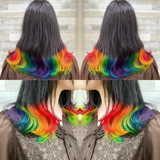 セミロング カラー "PEPPU "所属・🌈推し色派手髪 ハイトーンShinのヘアスタイル