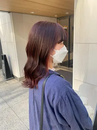 ミディアム カラー ハル🌸柔色/ ブリーチなし/艶髪のヘアスタイル