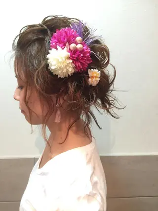 セミロング カラー パーマ ヘアアレンジ 可愛いを作る神 ナオヒロのヘアスタイル