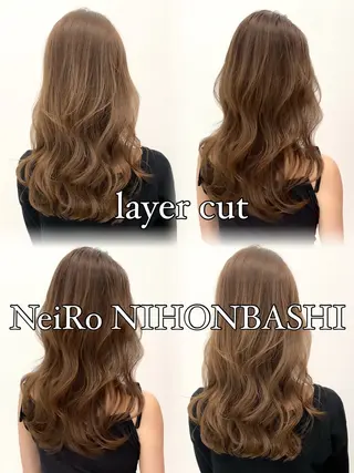 ロング ワンカールで可愛い レイヤーカット/宮田のヘアスタイル