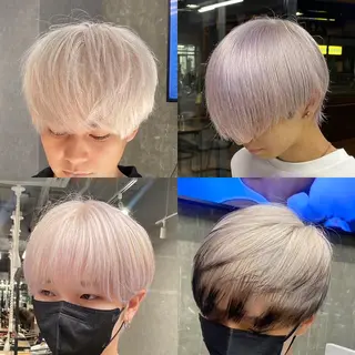 ショート カラー パーマ メンズ Selene hair 難波店のヘアスタイル