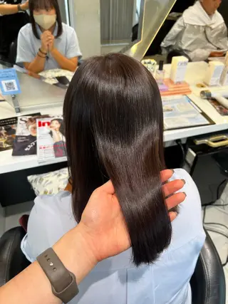 セミロング 韓国風顔まわり/ベー ジュ/マツエク♡美咲のヘアスタイル