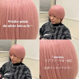 ショート カラー ピンク🌸/暖色/ ブリーチ/横浜/金光のヘアスタイル