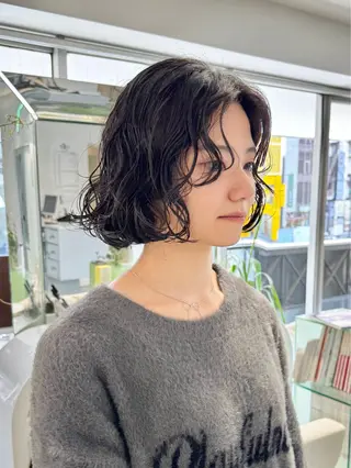 ショート パーマ ZENKO表参道店所属・デジタルパーマ 🌀ボブ　萩原　龍のヘアスタイル