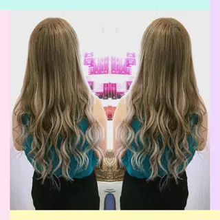ロング カラー れん/ハイトーン /エクステ/韓国風のヘアスタイル