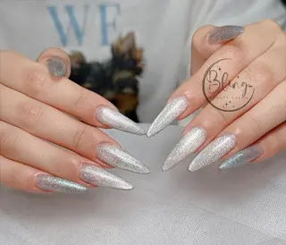 ロング 波 なみのネイルデザイン