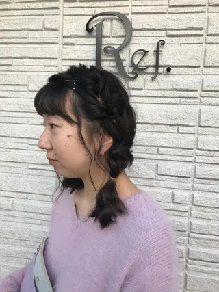 ミディアム ヘアアレンジ 暖色カラー🍊 ボブ🌿顔周りcutのヘアスタイル