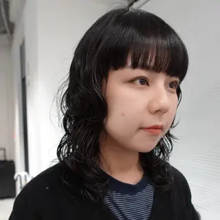 セミロング パーマ ヘアアレンジ 🌐サトウ リョウ🌐のヘアスタイル