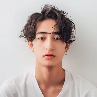 ミディアム カラー パーマ メンズ イトウ ヒカルのヘアスタイル