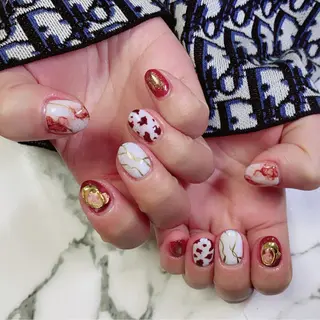 ロング カラー ネイル Q Free nailsのネイルデザイン