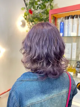 ミディアム ゆぴ☾‪/推しカラー /ハイトーンのヘアスタイル