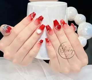 ロング カラー 波 なみのネイルデザイン