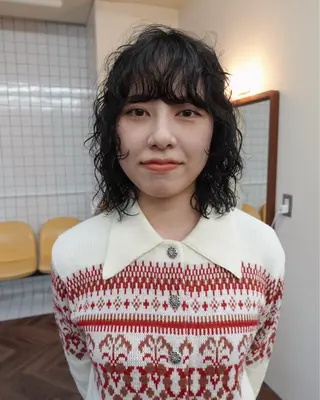 ミディアム パーマ ボブパーマ/パーマ ウルフパーマのヘアスタイル