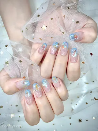 ネイル I-nailロング /ワンホン/キラキラのネイルデザイン