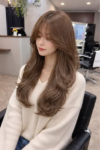 ロング カラー AMI Hair  supply所属・髪質改善カラー 韓国風レイヤーのヘアスタイル