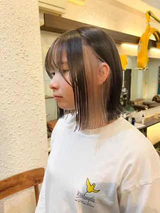 ショート カラー ハイトーン/レイヤー ハッシュカット/牧原のヘアスタイル