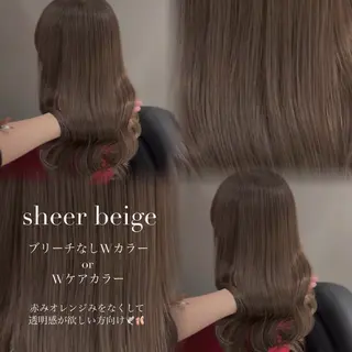 セミロング カラー パーマ ブリーチなし/ ベージュ/akiraのヘアスタイル