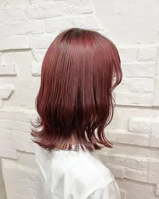 ミディアム カラー ヘアアレンジ 【ピンク/韓国ヘア/ ヘアセット】亜海のヘアスタイル