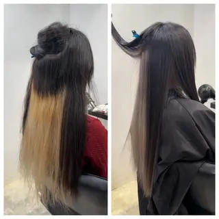 ロング け んブリーチ縮毛矯正のヘアスタイル