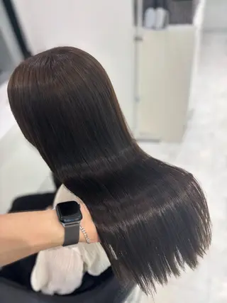 ロング カラー ブリーチなし透明感 ×縮毛矯正🤍ユウのヘアスタイル