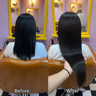 ロング シール＋ちび編み込み エクステ梅田🐨のヘアスタイル