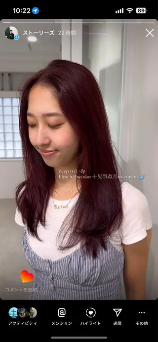 セミロング カラー 愛結 暖色カラー🎀🩰のヘアスタイル