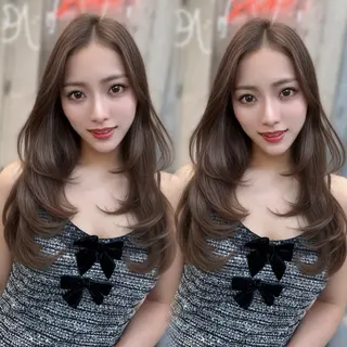 セミロング カラー 新宿/韓国風レイヤー 髪質改善/渋谷直樹のヘアスタイル