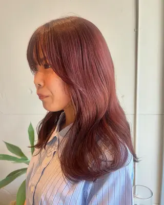 ロング カラー ヘアアレンジ メンズ 藤井 美歩/赤髪のヘアスタイル