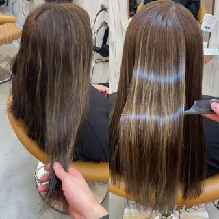 セミロング 縮毛/レイヤー 韓国/橋口のヘアスタイル