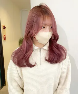 カラー mizuki/ピンク ベージュ.レイヤーのヘアスタイル
