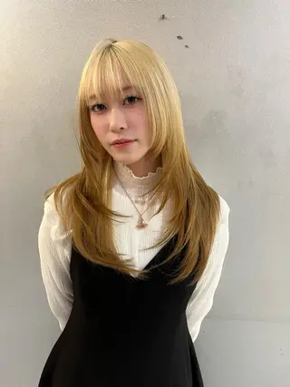 ロング 無料カット/ハイ トーンカラー/きらのヘアスタイル