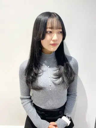 セミロング カラー 髪質改善絹髪質感TR レイヤーカット/熊澤のヘアスタイル