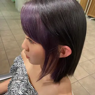 ミディアム カラー uni 江坂🦋 木下風子のヘアスタイル