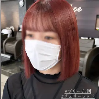 ミディアム カラー ヘアアレンジ インナー×縮毛矯正 ピンクカラー澤井里菜のヘアスタイル